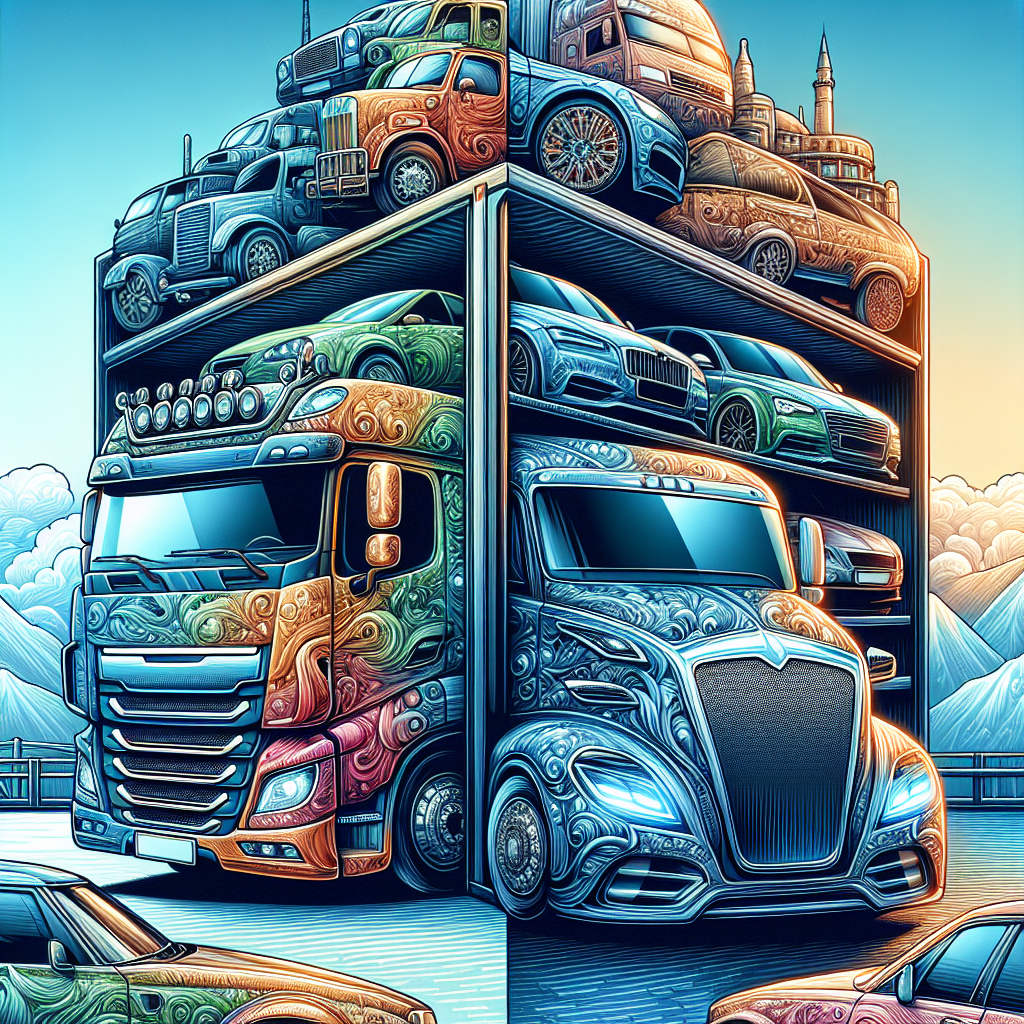 Visual comparison of open vs enclosed car transport options.