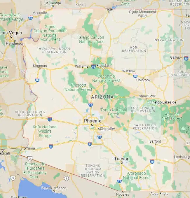 Car Shipping Route Map Arizona