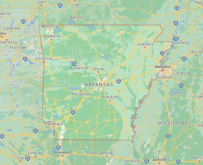 Car Shipping Route Map Arkansas