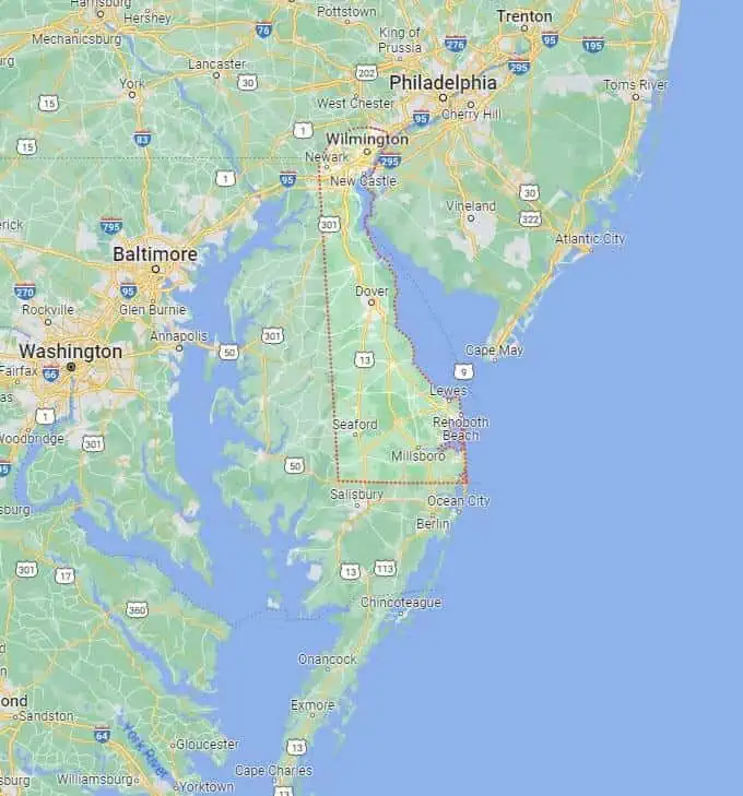 Car Shipping Route Map Delaware