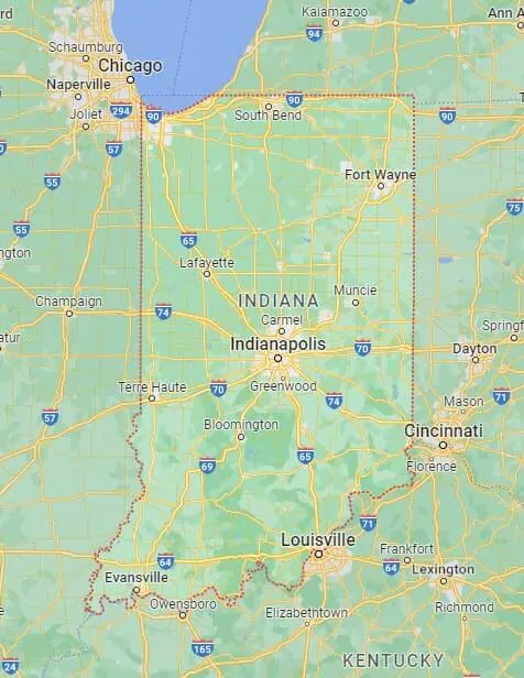 Car Shipping Route Map Indiana