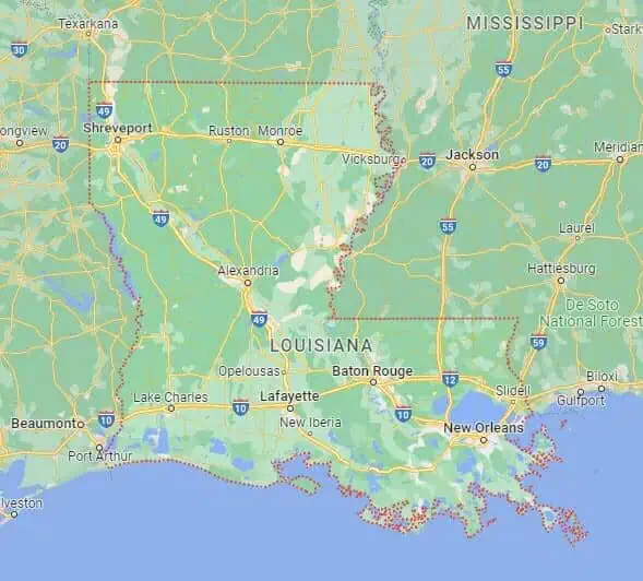 Car Shipping Route Map Louisiana