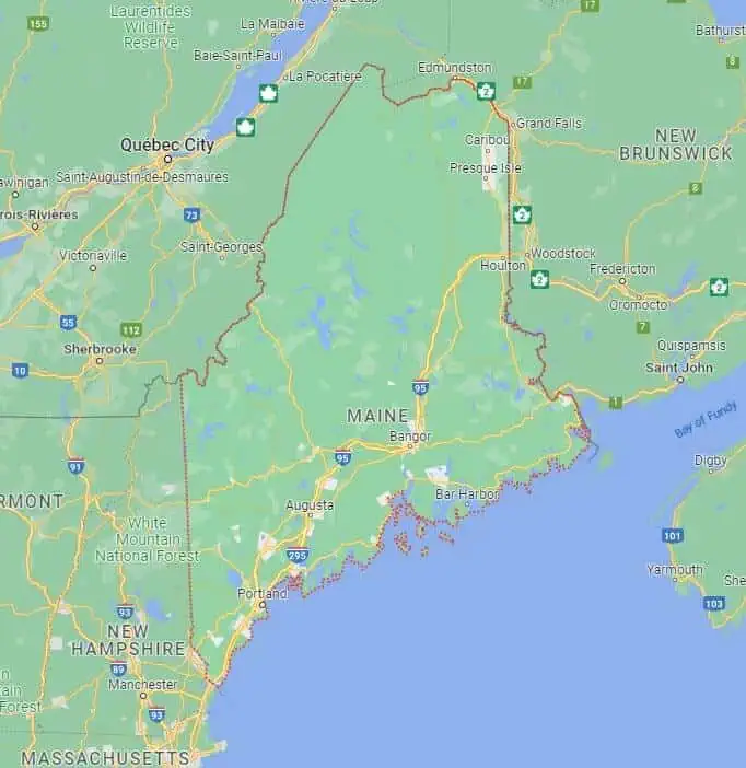 Car Shipping Route Map Maine