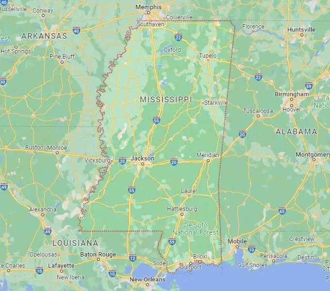 Car Shipping Route Map Mississippi