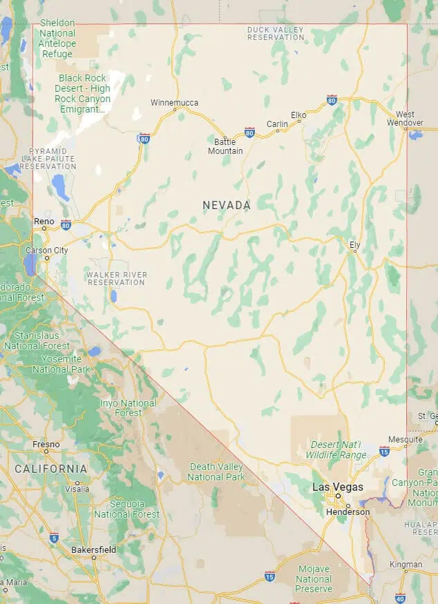 Car Shipping Route Map Nevada