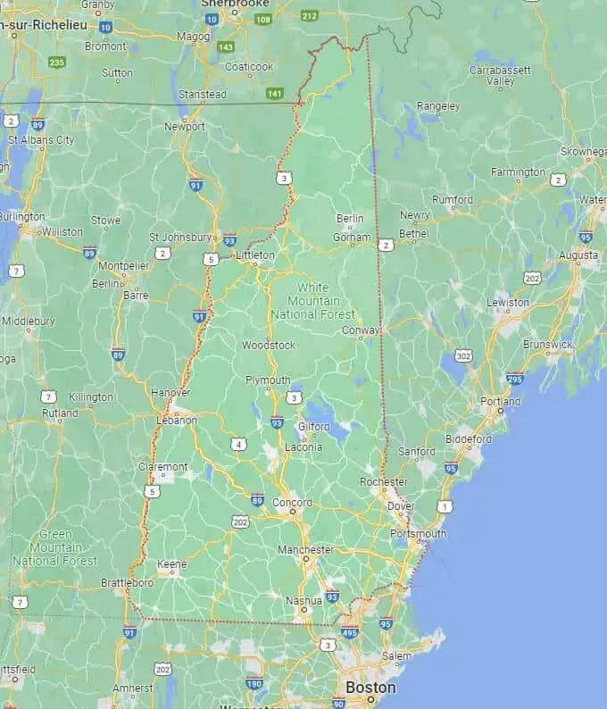 Car Shipping Route Map New Hampshire