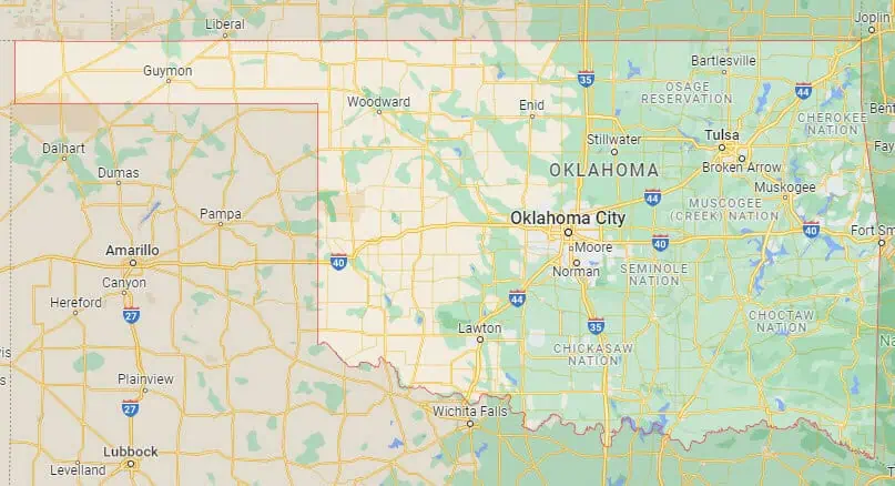 Car Shipping Route Map Oklahoma