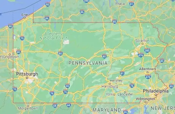 Car Shipping Route Map Pennsylvania