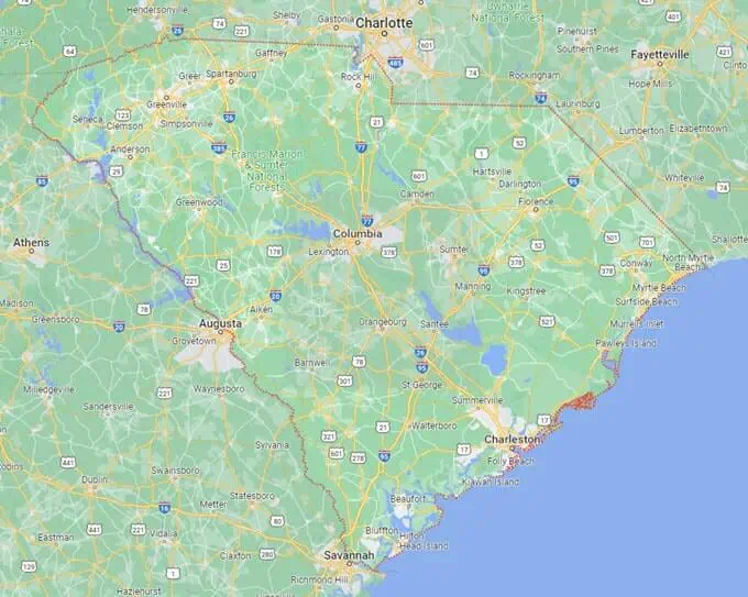 Car Shipping Route Map South Carolina