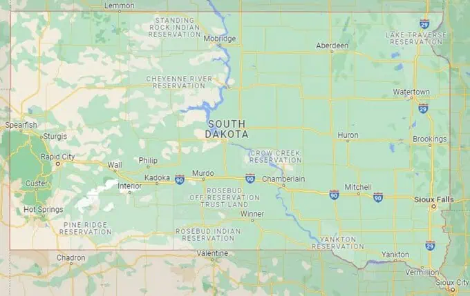 Car Shipping Route Map South Dakota