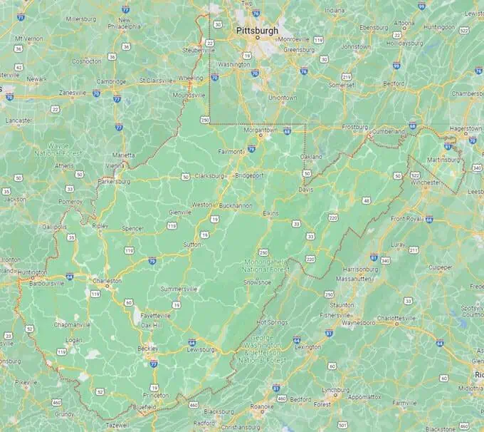 Car Shipping Route Map West Virginia