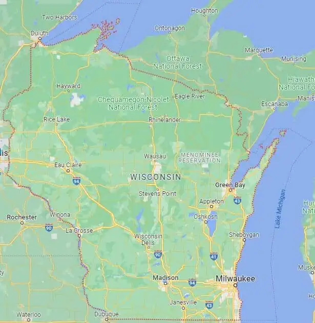 Car Shipping Route Map Wisconsin